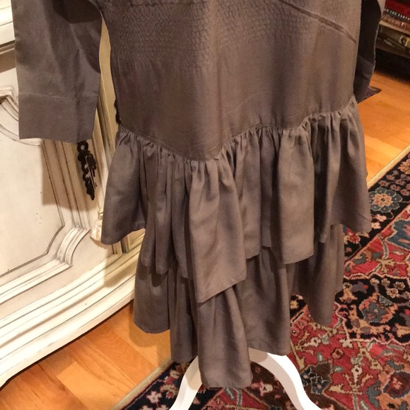 SAKS FIFTH AVENUE SILK DRESS VTG NWOT DESIGNER DROP WAIST DOLMAN PUFF SLEEVE S 8 - Picture 5 of 8